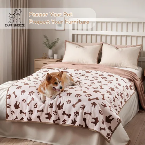 Vista 5 de Mantas impermeables para mascotas, manta de 30 x 40 pulgadas para gatos de interior, protector suave y esponjoso para sofá, coche y cama, manta