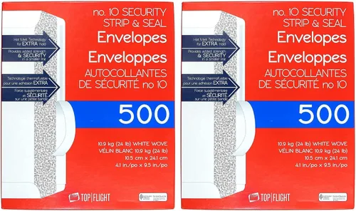 Vista 7 de Top Flight PSTF10NWT #10 Sobres, tira y sella, papel blanco teñido de seguridad, 24 libras, 500