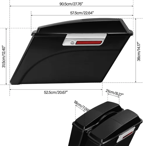 Vista 7 de XMT-MOTO - Alforjas rígidas con tapas de altavoz de 6 x 9 pulgadas+soportes de conversión cromados para Harley Davidson modelos Softail 1984-2017