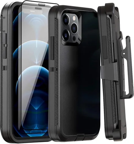 Vista 35 de Funda para iPhone 12 Mini con funda de clip para cinturón y 2 protectores de pantalla, funda de protección completa resistente de grado militar a