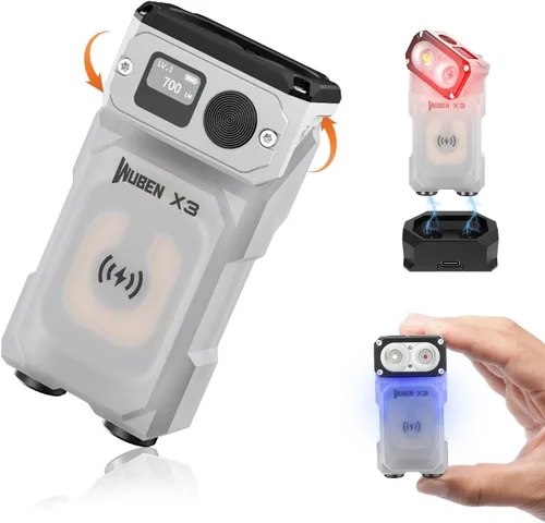 Vista 15 de WUBEN X3 Mini Linterna con Caja de Carga Recargable 180 Grados Llavero EDC Linterna Giratoria Ip65 Impermeable Imán Linternas de Bolsillo 10 Modos
