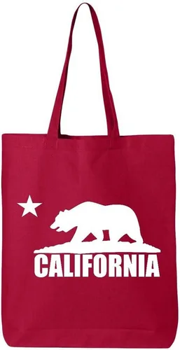Vista 7 de shop4ever Cali White Bear Cotton Tote California Bolsa de compras reutilizable Eco