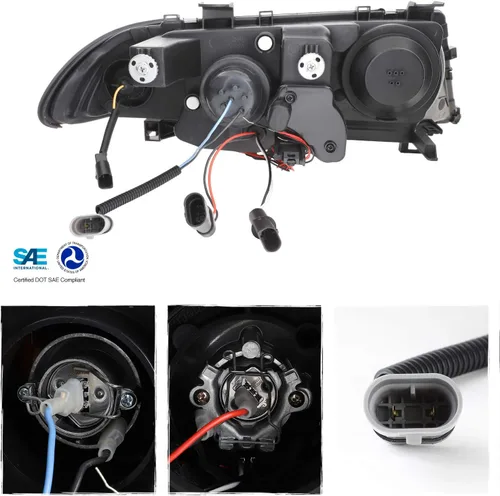 Vista 2 de BMW E46, luces halógenas para Sedan serie 3 de 4 puertas, color negro, proyector de LED, repuestos de faros izquierdo y derecho
