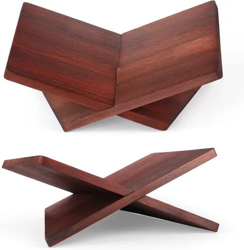 Vista 7 de Soporte de exhibición de libros de ángulo de 15° para libros de cocina, libros de texto, revistas y tabletas Solid Wood X-Shaped Book Stand