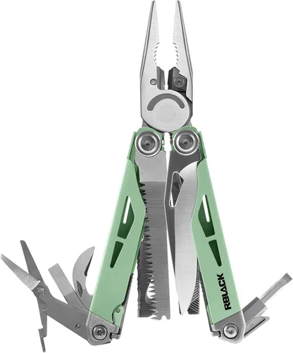 Vista 14 de Tijeras y alicates multiherramienta 21 en 1 con cortadores de tungsteno, autobloqueo Kit EDC duradero y resistente para camping, reparación, Negro