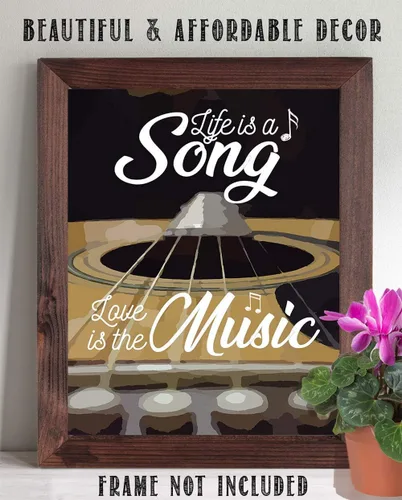Vista 5 de Life Is a Song, Love the Sound – Inspirational Quote Poster, 11x14 Unframed Art Print with Instrument Illustration, Motivational Wall Decor for