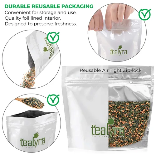 Vista 2 de Tealyra - Imperial Gyokuro Genmaicha - Té japonés de hojas sueltas - Té verde Gen Mai Cha con arroz tostado integral - Nivel de cafeína bajo - 3.53