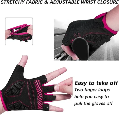 Vista 4 de MOREOK Guantes de ciclismo para hombresmujeres-almohadilla de gel de 0.197 in Guantes de ciclismo de medio dedo para ciclismo, levantamiento
