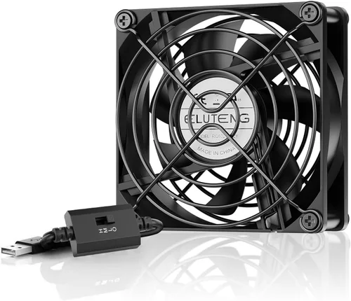 Vista 9 de ELUTENG Ventilador USB de 40 mm con control de 3 velocidades, ventilador USB de 5 V, 5300 RPM máx., ventilador de flujo alto VR, ventilador