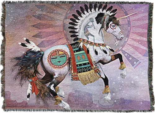 Vista 4 de Pure Country Weavers Manta Kachina de Laurie Prindle – Tapiz de regalo de unicornio de fantasía tejido de algodón – Fabricado en los Estados Unidos