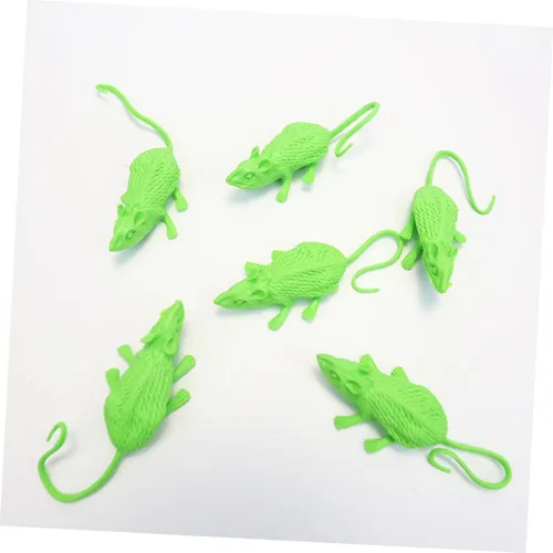 Vista 6 de 18Pcs Halloween Simulation Mouse Ornaments Soft Tricky Animal Props for Scary Pranks and Festival Decorations in Black Orange Green