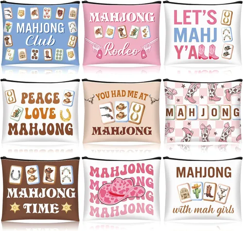 Vista 11 de 16 bolsas de maquillaje Mahjong para regalo de mujer, estilos 2