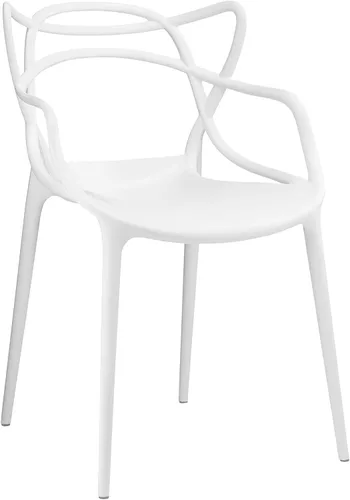 Vista 8 de Modway Enredado Moderno Moldeado Plástico Silla de Cocina y Comedor en Negro - Totalmente Montada