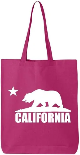 Vista 5 de shop4ever Cali White Bear Cotton Tote California Bolsa de compras reutilizable Eco