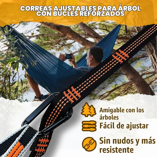 Vista 3 de NATUREFUN Hamaca ultraligera para viajes y camping Capacidad de carga de 300 kg, transpirable, de secado rápido Incluye 2 mosquetones premium, 2