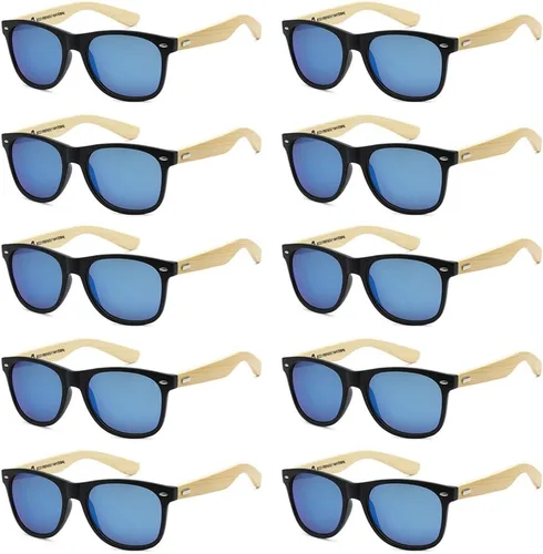 Vista 8 de Gafas de sol de bambú al por mayor 10 unidades para hombres y Tortuga Clásica Lente Marrón