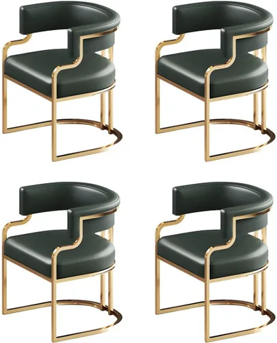 Vista 45 de Sillas de comedor de cocina para interiores, silla lateral tapizada para el hogar, silla con brazo de respaldo bajo, silla de comedor con piel