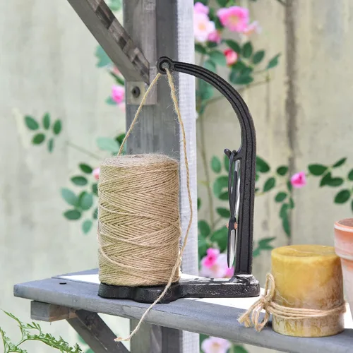 Vista 7 de Sungmor Juego de Soporte para Cordel de Jardín de Hierro Fundido - Juego de Cuerda de Yute Natural de 1300 pies y Estante para Cuerda y Tijeras