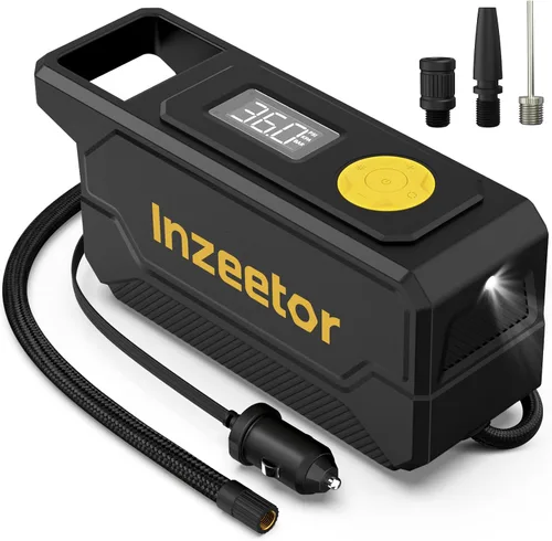Vista 11 de Compresor de aire portátil con inflador de neumáticos de 150 PSI con presión digital, morado Bomba de aire de apagado automático de 12V DC Luz LED