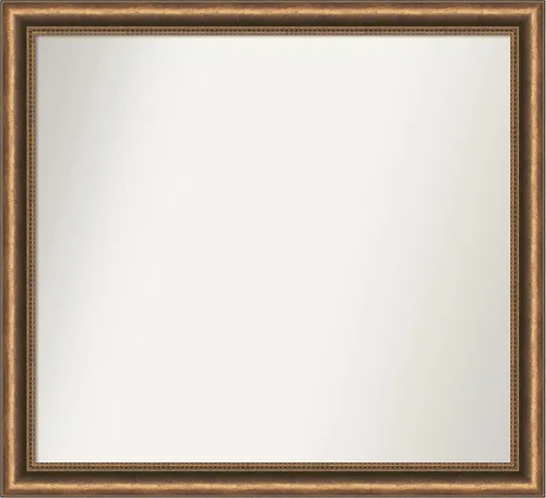 Vista 15 de Amanti Art Espejo de baño de bronce para sobre fregadero, 24 x 24 pulgadas, espejo de tocador cuadrado estrecho de bronce Manhattan, marco de madera