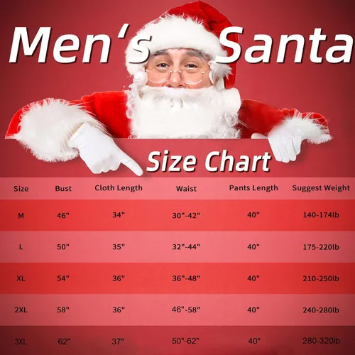 Vista 5 de ZZXIAOJIE Juego de disfraz de Papá Noel de Navidad para hombre, 10 piezas de terciopelo de lujo para adultos, traje de Papá Noel, traje de Santa