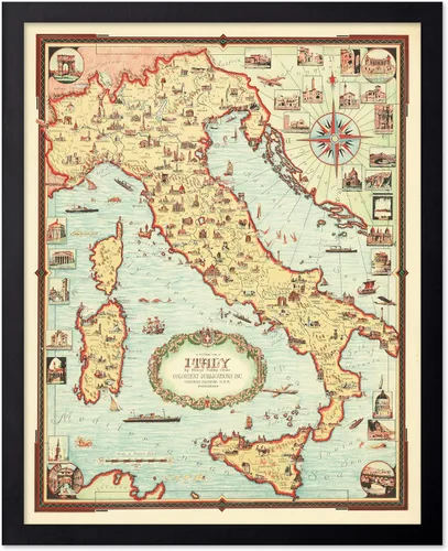 Vista 50 de Monem Art Mapa Monumental Vintage de Florencia Impresión - Póster de Viaje Retro - Arte de Italia - Gran Regalo para Hombres, Mujeres, Amantes