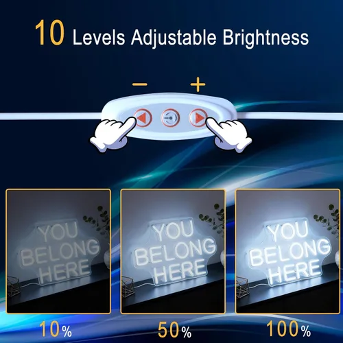 Vista 3 de Letrero de neón LED con texto en inglés "You Belong Here", luz de neón decorativa regulable alimentada por USB, para el hogar, sala de estar