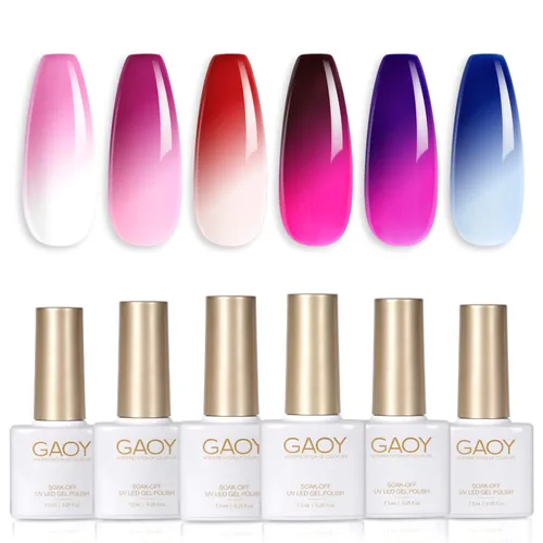 Vista 18 de GAOY - Juego de 6 esmaltes de uñas en gel de color rojo borgoña, incluido el kit de esmaltes en gel de color rojo vino cereza oscuro con luz