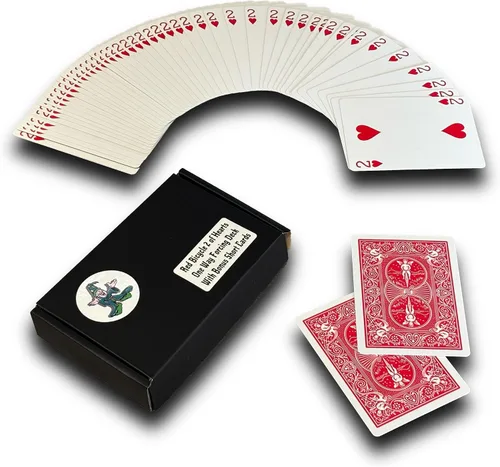 Vista 10 de Ted's Sterling Magic Kit de truco de bicicleta unidireccional con 52 cartas idénticas, corazones de espalda roja (Ace)