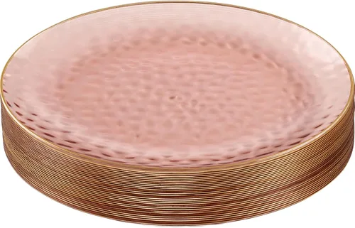 Vista 23 de PLASTICPRO Paquete de 30 platos de plástico martillado, platos de plástico desechables pesados, elegantes platos de fiesta transparentes martillados