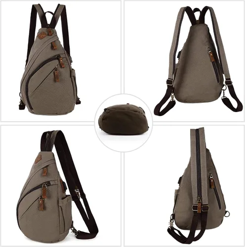 Vista 3 de HUXFAM Mochila bandolera pequeña multiusos casual mochilas al aire libre ciclismo senderismo viajes, 40 verde militar, Mochilas Daypack