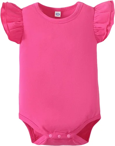 Vista 24 de Magic Park 0-24M Mameluco para bebé niña, traje de una pieza para bebé niña de color sólido, camiseta con volantes para niña, camiseta para bautizo