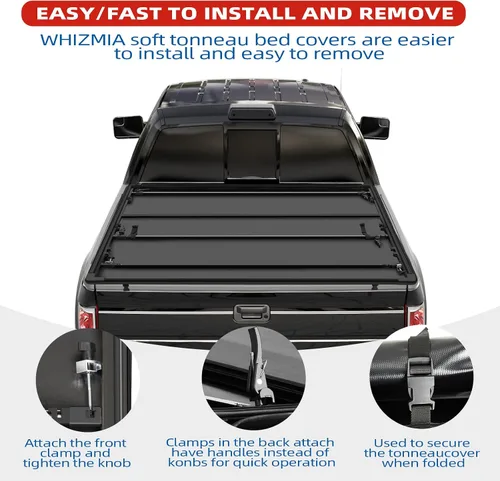 Vista 5 de Cubierta suave para caja de camioneta plegable cuádruple compatible con Ford F150 2009-2014 caja de 5.5 pies