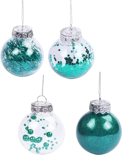 Vista 10 de YYCRAFT Adornos de bola de Navidad de plástico transparente inastillables, bolas iridescentes de 6CM, adornos para decoración de fiesta de Navidad