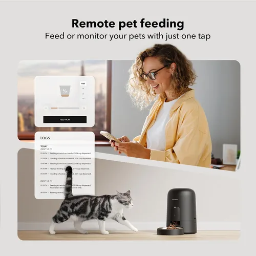 Vista 4 de PETLIBRO AIR - Comedero automático para gatos, recargable con Wi-Fi, dispensador de comida para gatos, funciona con pilas con vida útil de 30 días