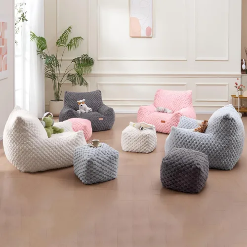 Vista 7 de Silla Puf con Otomana, Sofá Puf Gigante Moderno con Reposapiés, Sillas Puf Grandes de Descanso para Adultos y Adolescentes, Cómoda Silla de Lectura