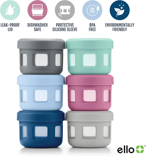 Vista 3 de Ello 4oz Reusable Plastic Condiment Containers with Lids, 6 Pack,Sugar Rush