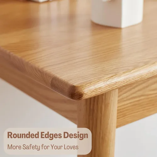 Vista 5 de Escritorio 100% de madera de roble macizo con cajones, escritorio de madera moderno y duradero, pequeño escritorio de computadora para espacios