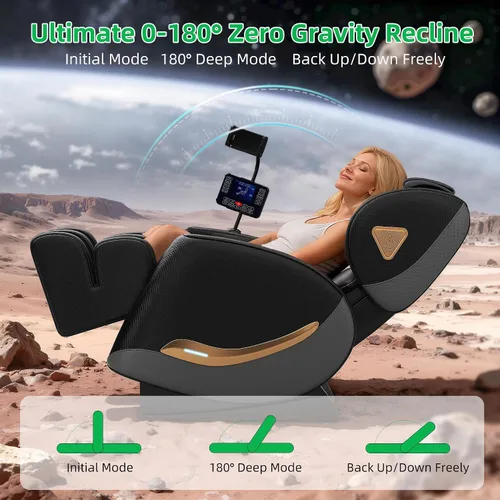 Vista 5 de Silla de masaje mejorada de cuerpo completo, silla de masaje reclinable de gravedad cero, 10 puntos de fijación, sillas de masaje Shiatsu 2026
