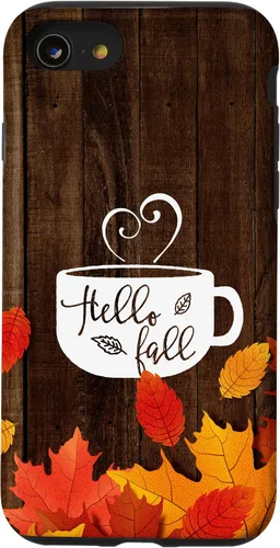 Vista 18 de Hello Fall - Taza de café para iPhone 16, diseño de hojas de otoño