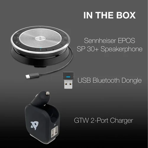 Vista 8 de GTW Bundle EPOS - Altavoz Sennheiser SP 30+ con USB Bluetooth Dongle y GTW cargador de 2 puertos, compatible con equipos, zoom, Webex, Skype, móvil