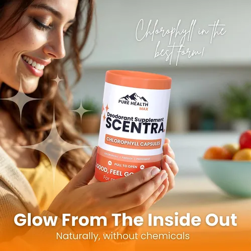 Vista 4 de Scentra Suplemento desodorizante Cápsulas de clorofila para mujeres y hombres, pastillas desodorantes de cuerpo completo Suplementos naturales