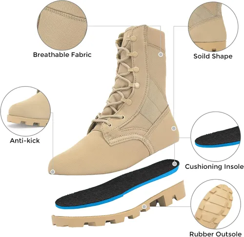Vista 3 de WIDEWAY Botas tácticas del ejército para hombre botas de combate ligeras botas de selva botas de trabajo militares botas de desierto