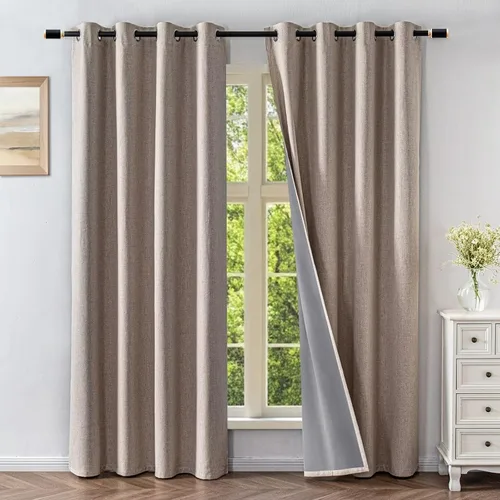Vista 17 de Cortinas opacas para sala de estar, cortinas 100% opacas de 90 pulgadas de largo, juego de 2 paneles de 2 paneles, con aislamiento térmico, pestaña