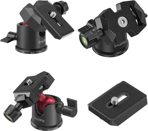 Vista 7 de SmallRig Mini Cabeza de Bola, Cabeza de Trípode para Cámara Panorámica 360° con Tornillo de 1/4" y Montaje de Rosca de 3/8" y Placa de Liberación