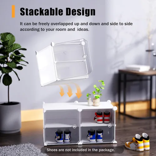 Vista 5 de Organizador de zapatos, 3 x 12 niveles, apilable, 72 pares de armarios de almacenamiento de zapatos, a prueba de polvo, estante de zapatos