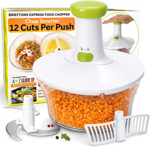 Vista 11 de Brieftons Express – Picadora manual: picadora de mano grande de 8.5 tazas, cortadora de verduras para picar vegetales, frutas, hierbas, picadora