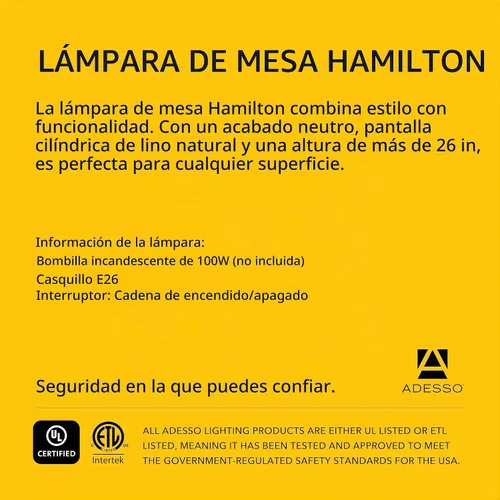 Vista 7 de Lámpara de mesa Adesso 3376 – 15 Hamilton