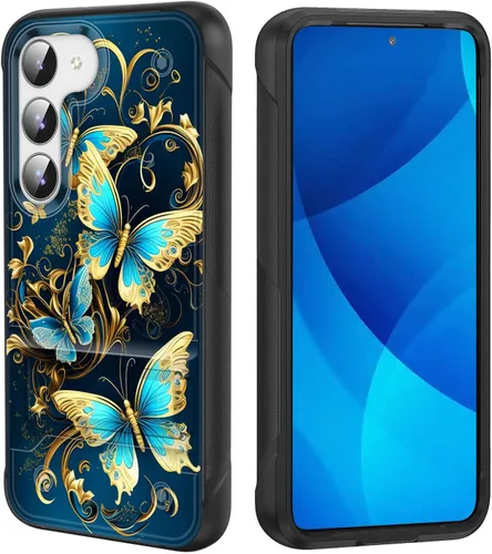 Vista 32 de Funda para Galaxy S25, de doble capa, resistente, a prueba de golpes, con soporte, funda protectora militar a prueba de caídas para Samsung Galaxy