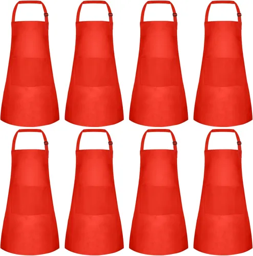 Vista 12 de Morcheiong Paquete de 8/12/24 delantales ajustables para niños al por mayor con 2 bolsillos, delantal para niños pequeños, delantales de pintura